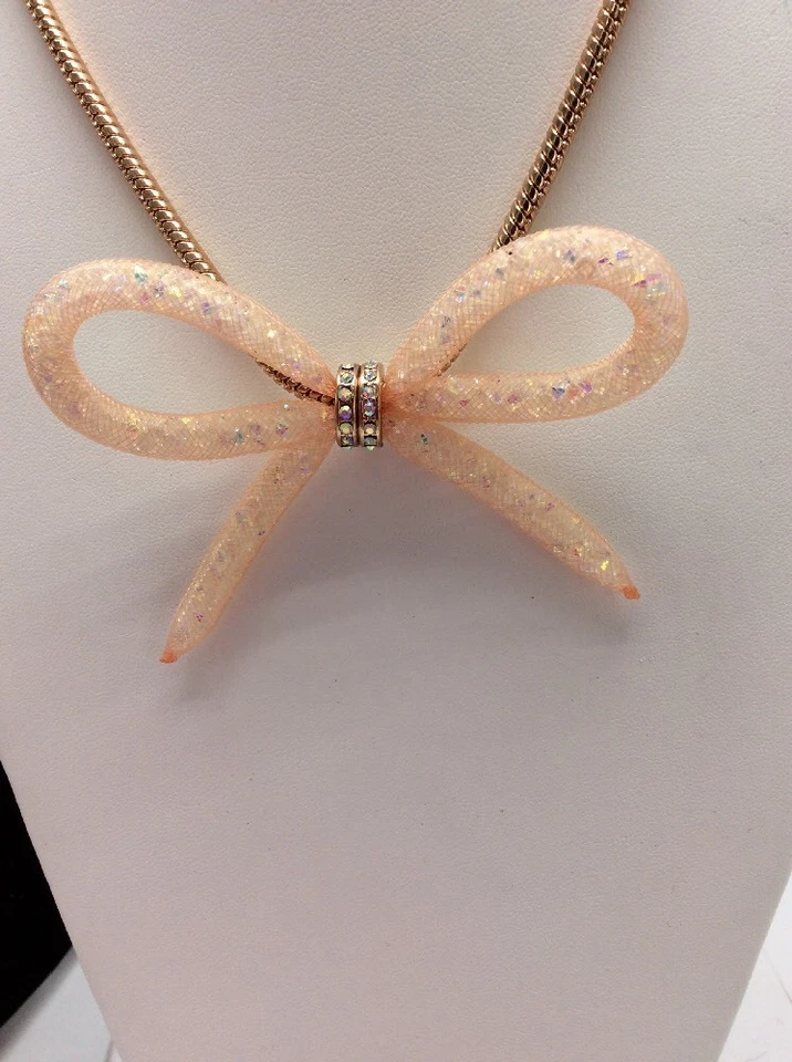 $52 Betsey Johnson Oro Rosa - Tono Piedra Malla Arco Frontal Collar B101 Foto 4 de 4