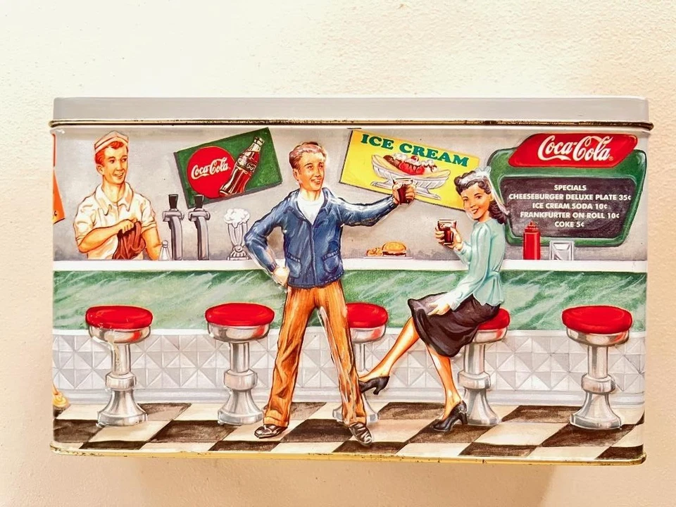 COCA-COLA TIN BOX 8.5x5x2.5" COCA-COLA SODA FOUNTAIN SODA SHOP 50'S VIBE - Image 4 of 4