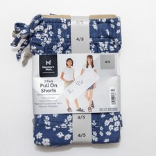 Members Mark 2 Pack Pull On Shorts 4/5 Girls Front Pockets