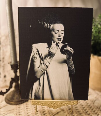 Bride of Frankenstein, Applying Makeup, Handcrafted Plaque / Sign
