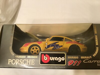 Burago PORSCHE 911 Carrera Racing 1/18 EXCEL 1993 Yellow #1Car Die