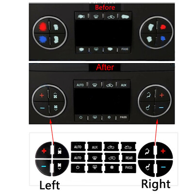 AC Dash Button Repair Kit Dual Climate Control Decal Stickers For GM SUV Trucks