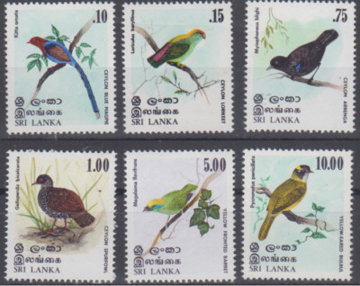 SRI LANKA 1979 BIRDS BLUEMAGPIE/PARROT/THRUSH/SPURFOWL/BARBET/BULBUL ...