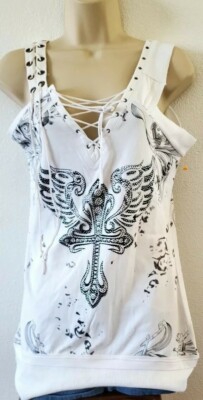  Biker Clothing Company Ladies Corset Silver Stone Fashion Tank Top Sz XL NWT 