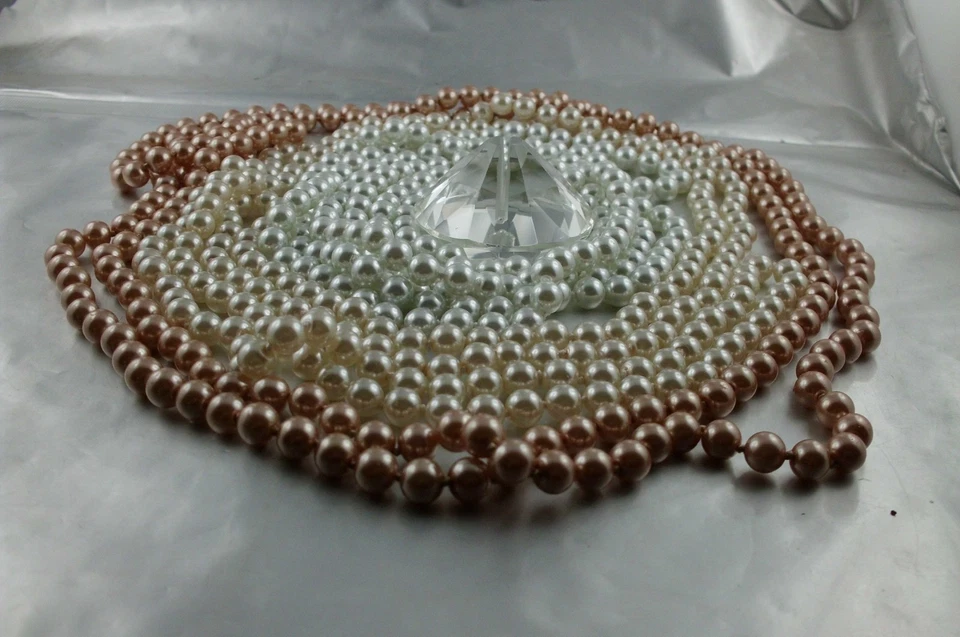 Sinnliche Lange Perlenkette im edlen Weiß Perlweiß Champagner Tönen div. Längen - Bild 2 von 4