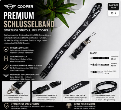 Mini Cooper Schlüsselband  / Lanyard / Schwarz