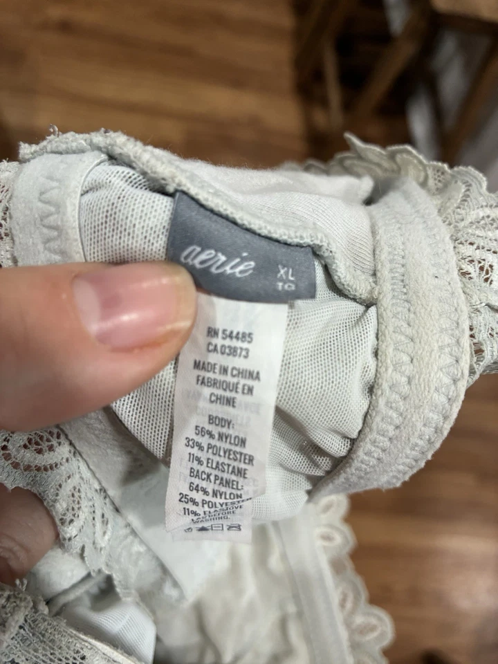 Bralette Aerie Azul Claro Encaje Espalda Corredora Talla XL Inalámbrico Foto 4 de 4