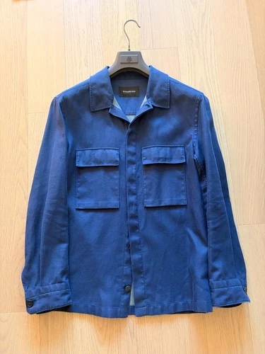 Zegna L Linen Blue Overshirt Jacket Ermenegildo Mens Oasi Lino (Made In Italy) - product listing photo
