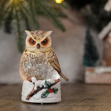 Christmas Owl Snow Globe Light up Swirling Glitter Snow Globe Lantern with Timer
