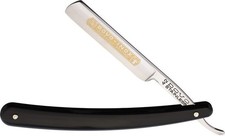 Dovo INOX 3 / 8" Etched Stainless Blade Black Handle Straight Razor - 15381387