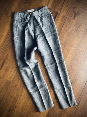 Alberto Biani 100% Linen Pants Grey Italy 38 Trousers Minimal Quiet Luxury S