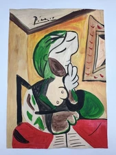 Pablo Picasso COA Art Painting Original Drawing Vintage Paper Signed