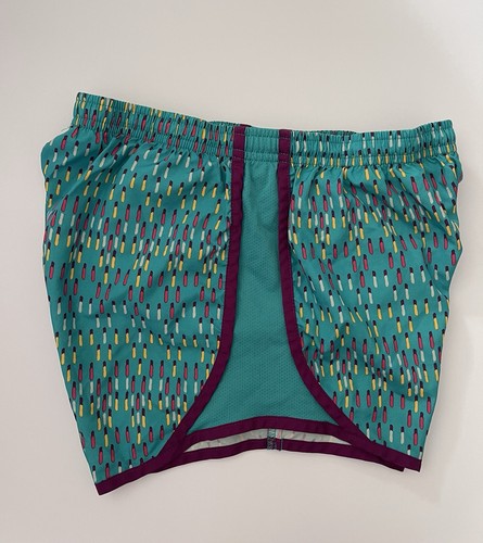 Nike Dri-Fit Girls Size L Green Purple Runners Running Shorts Large Athletic - Picture 6 of 7