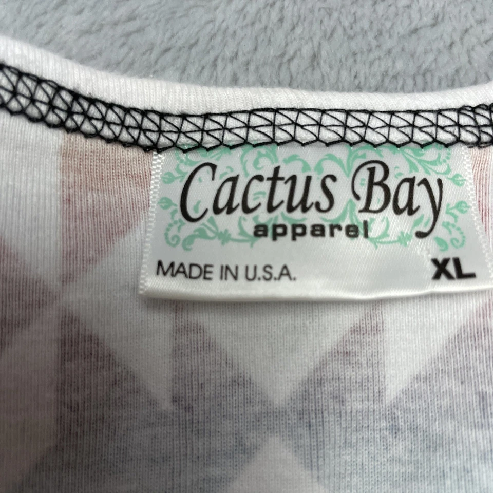 Camiseta Cactus Bay Southwestern para mujer XL adornada azteca manga 3/4 EE. UU. Foto 2 de 4