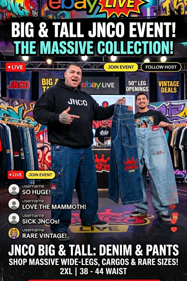 JNCO BIG & TALL Live - 38w-44w - Rare Models!