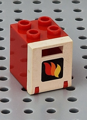 LEGO  Schrank Container Box 2x2x2 rot mit Türe weiß mit Print 4345 4346