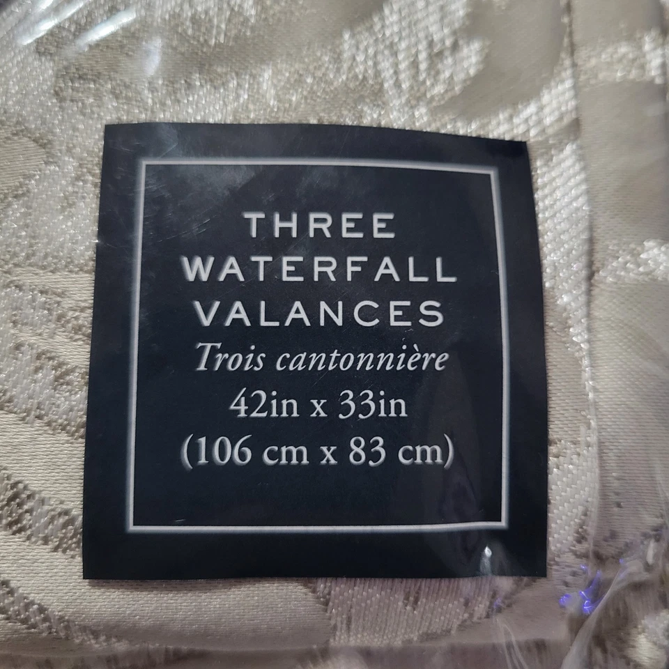 Nuevo en Paquete Waterford Arianna Juego de 3 Cenefas Cascada 42" x 33" Champagne Silver Foto 4 de 4