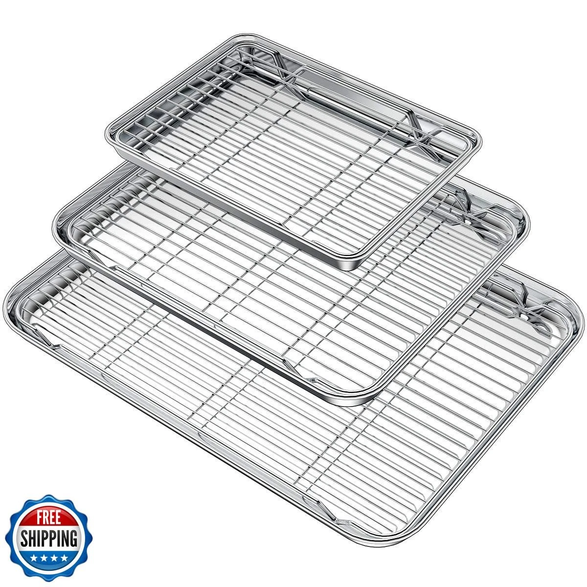 Wildone Baking Sheet with Rack Set (3 Pans + 3 Racks), Stainless
Opens in a new window or tab