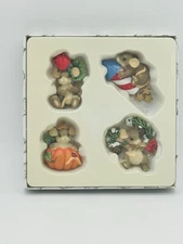 Fitz & Floyd Charming Tails Four Season Mouse Lapel Pins Set of 4