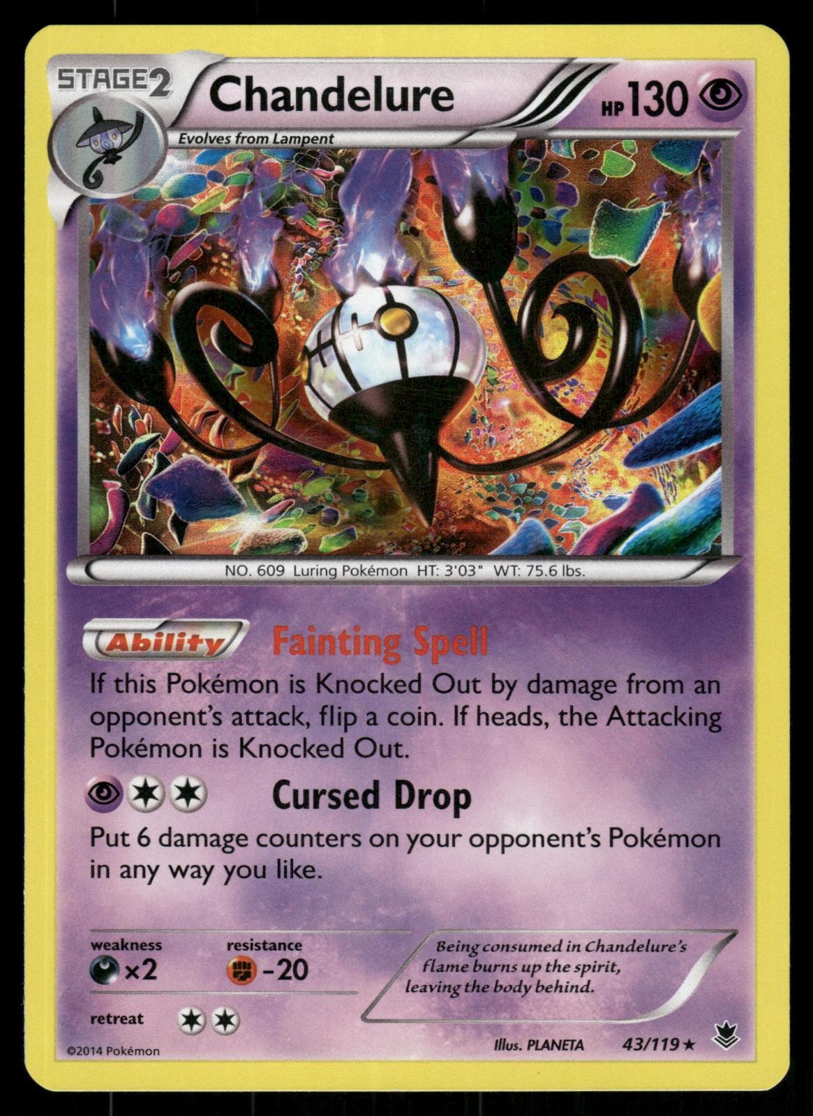 Chandelure 43/119 Holo Rare Phantom Forces Holo Pokemon MP
