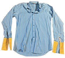 Paul Smith Button-Down Dress Shirt Mens Size L Blue Stripe Cuff Italy Designer