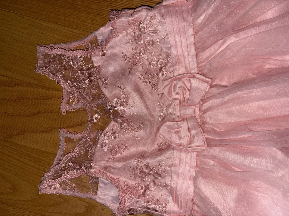Vestido formal rosa Biscotti para niñas con falda de tul y encaje ilusión talla 5 Foto 2 de 3