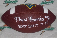MAJOR HARRIS SIGNED WEST VIRGINIA MOUNTAINEERS LOGO F/Sz FOOTBALL - J.S.A. Cert.
