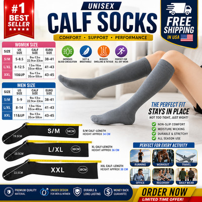 2 Pairs Compression Socks Men Women Varicose Veins Running Travel Sports