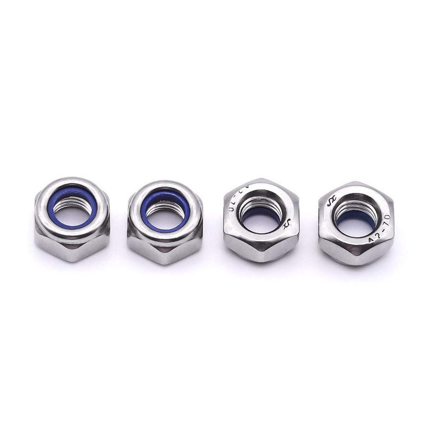 M8-1.25 (20 pcs) Nylon Insert Hex Lock Nuts 304 Stainless Steel 18-8 Locknut,...