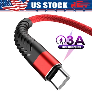 Heavy Duty Braided USB C Type-C Fast Charging Data Sync Charger Cable Long Cord