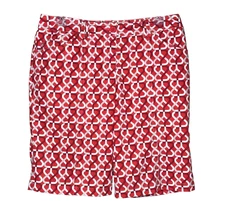 Nivo By Lanctot Golf Shorts Women's 6 Red White Gray Stretch Geometric Bermuda