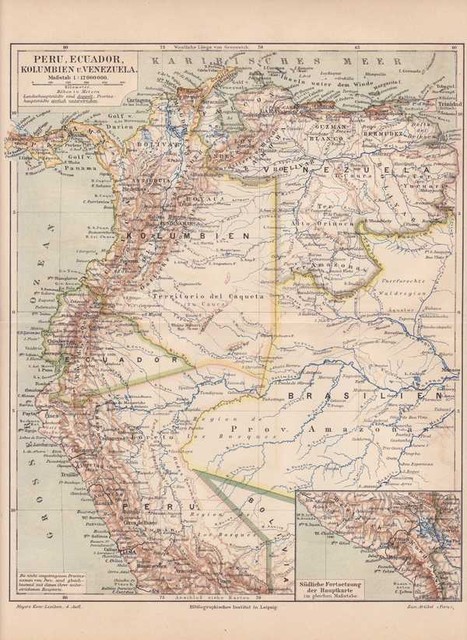Peru Ecuador Venezuela Kolumbien Landkarte Von 1889 Brasilien Amazonas Ebay