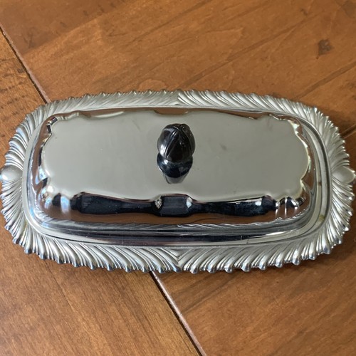 Vintage Chrome Metal Covered Butter Dish W/ Lid Kitchen Holidays Dining Meals - Picture 2 of 9