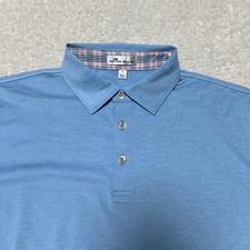 Peter Millar Polo Shirt Men Size Large Blue Short Sleeve Performance Golf Club