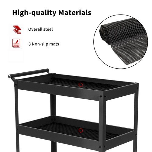 Mcombo Carrello Attrezzi con Ruote Bloccabili, Carrello Utilitario Resistente a 3 Livelli TC77 - Foto 5 di 14