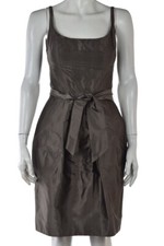 Jenny Yoo Collection Womens Dress Size 6 Pewter Gray Sheath Knee Length Silk