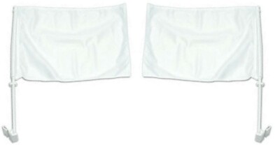 (2 Pack) 12x18 Solid White Advertising Double Sided Car Window Vehicle Flag