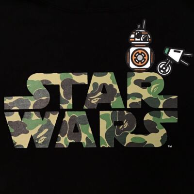 2019 BAPE × Star Wars BB-8 & D-O PULLOVER HOODIE Black A