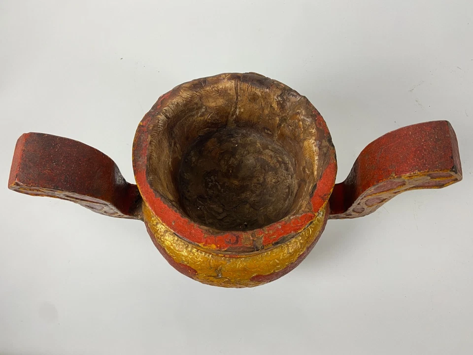 Chinese Antique Gilded Wooden Incense Burner Red Gold Early 20th Century Foto 2 de 3