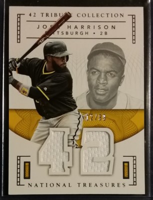 2016 National Treasures 42 Tribute Collection JOSH HARRISON Dual Relics /99