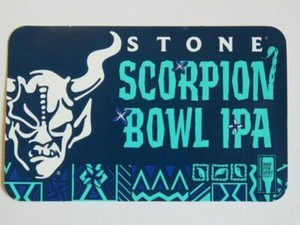 Beer STICKER ~ STONE Brewing Co Scorpion Bowl IPA = India Pale Ale ~ CALIFORNIA
