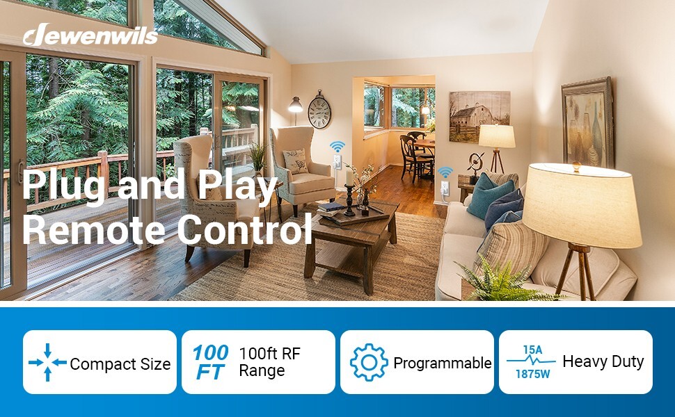 DEWENWILS Remote Control Outlet Electrical Outlet Switch, Wireless Remote Light