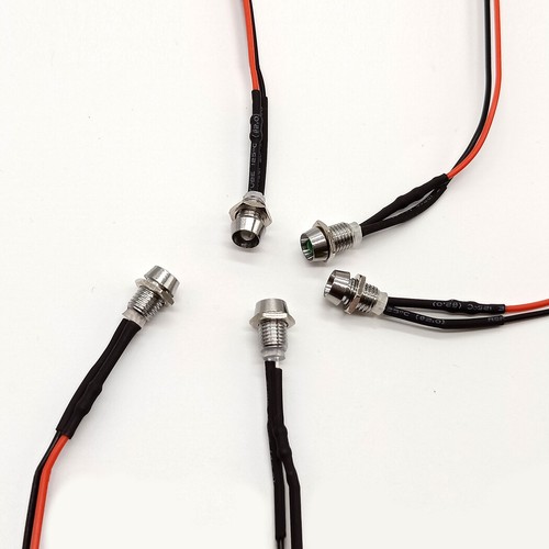3mm Pre-Wired LEDs With Metal Holders 6mm Panel Mount 3V 6V 9V 12V 24V 36V~220V - Picture 4 of 12