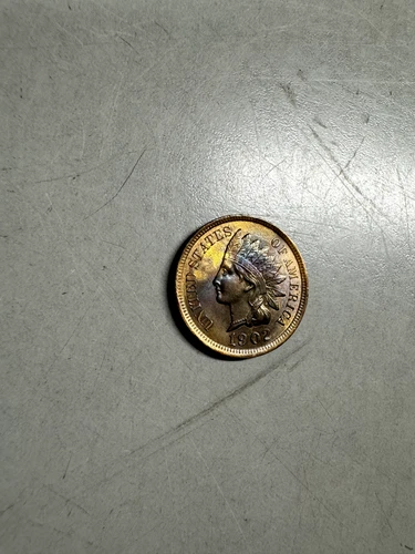 1902 - Indian Head One Cent 1C Coin Penny - Stunning Rainbow Coloration - UNC