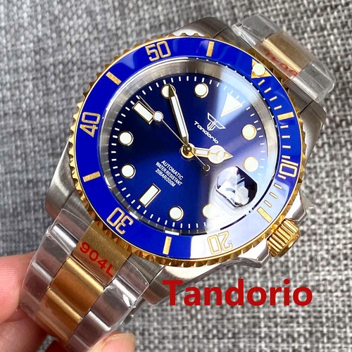 20ATM Diving Tandorio 40mm Sapphire Glass Japan NH35A Two Tone Mens Auto Watch - Picture 3 of 22