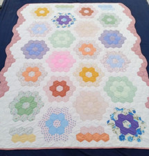 Vintage Beautiful Quilt Different Pieces Hand Woven size 91x72 inches