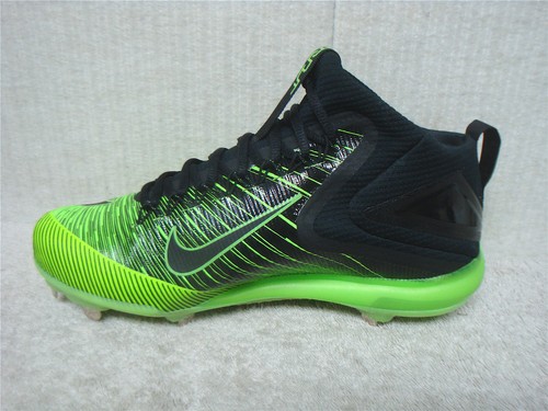NIKE Zoom - 844627 003 - MIKE TROUT - Baseball Shoes Cleats Black Green -Size 13 - Picture 2 of 11