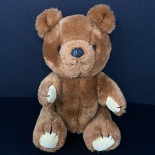 Vintage Dakin Brown Bear Plush 12" Jointed Stuffed Animal Faux Suede Paws 1981