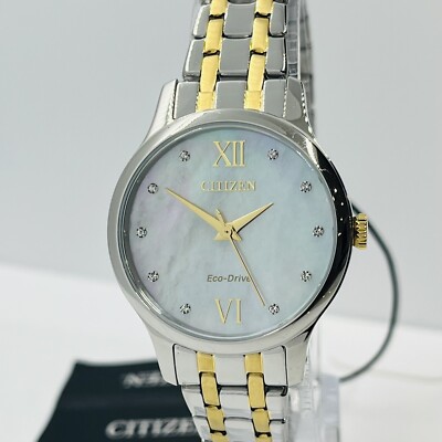 Ladies Citizen Eco-Drive Diamond Accent Two-Tone Watch with Mother-of-Pearl Dial Citizen Women main image 4