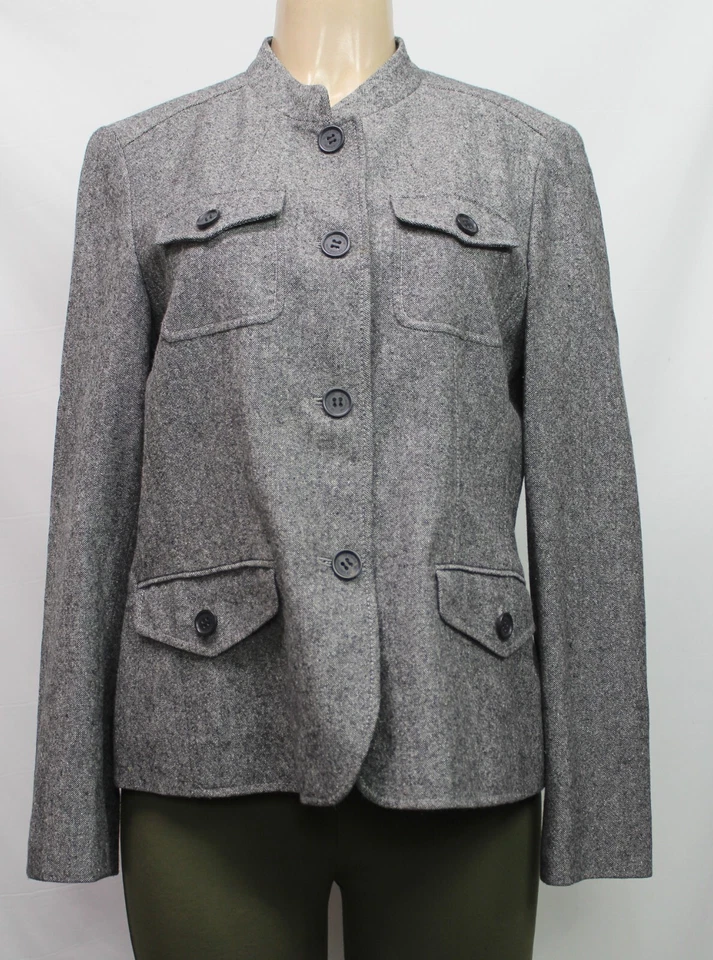 Chaqueta Blazer Para Mujer Liz Claiborne De Colección Manga Larga Mezcla de Lana Gris Talla 14 Foto 2 de 4